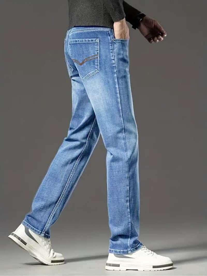 Ben Martin Men's Smart Fit Stretchable Jeans || Light Blue Mid-Rise Denim Pants with Whisker Wash || Premium Casual Wear Jean for Men || 5 Pocket Jean's for Men's – Size 36 (3) - Image 3