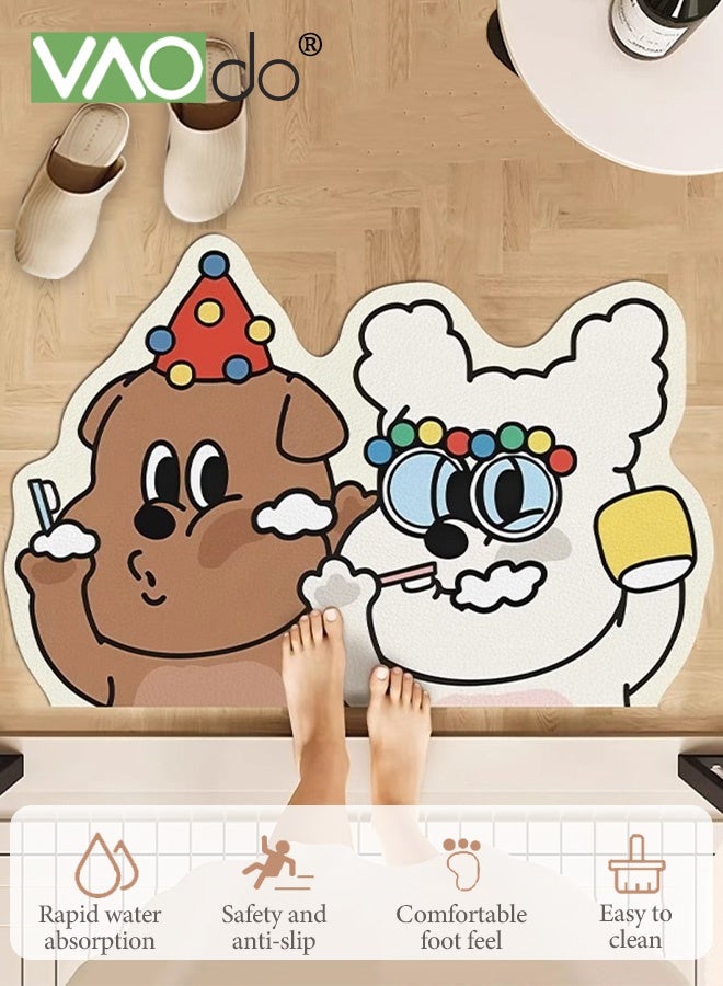 فاو دو سجادة حمام غير منتظمة ، سجادة حمام على شكل كرتون ، سجادة دش ناعمة ضد الانزلاق ، سجادة دش سريعة امتصاص المياه ، غسالة ممتصة لغرفة المعيشة غرفة النوم مكتب الحمام 60 * 90 سم - Image 2