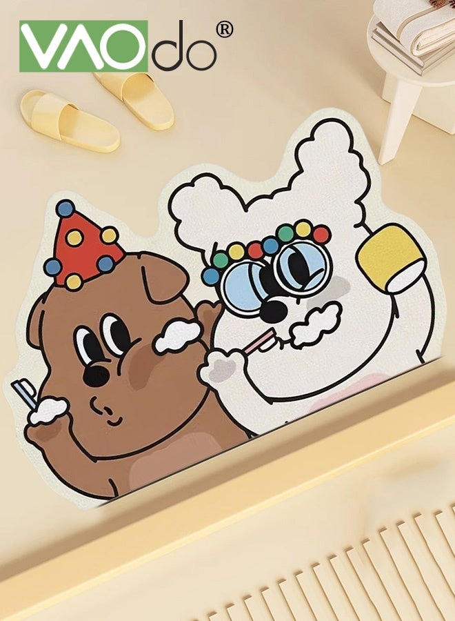 فاو دو سجادة حمام غير منتظمة ، سجادة حمام على شكل كرتون ، سجادة دش ناعمة ضد الانزلاق ، سجادة دش سريعة امتصاص المياه ، غسالة ممتصة لغرفة المعيشة غرفة النوم مكتب الحمام 60 * 90 سم - Image 1