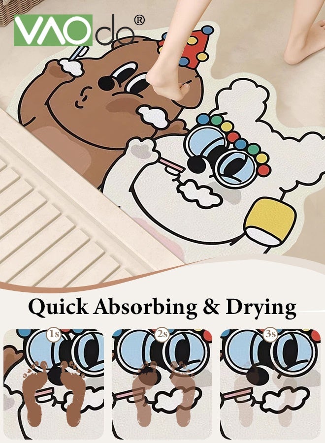 فاو دو سجادة حمام غير منتظمة ، سجادة حمام على شكل كرتون ، سجادة دش ناعمة ضد الانزلاق ، سجادة دش سريعة امتصاص المياه ، غسالة ممتصة لغرفة المعيشة غرفة النوم مكتب الحمام 60 * 90 سم - Image 5