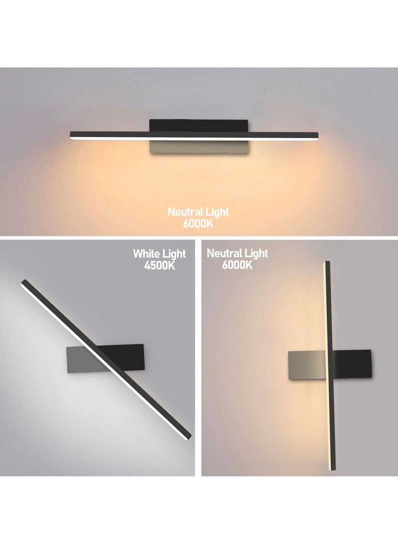 SYOSI 330° Revolving Led Wall Sconces, 3 Color Temperatures, Nordic Minimalist Background Wall Light, Creative Wall Mounted Lighting Fixture for Bedroom Bedside Living Room Aisle Corridor Staircase (Black) - Image 4