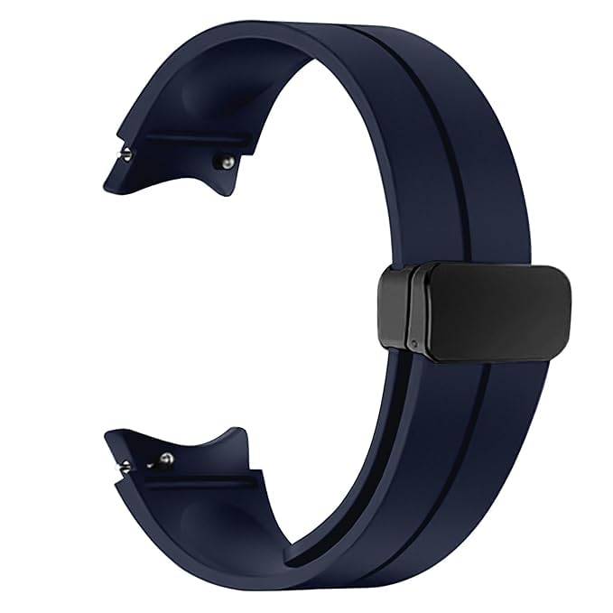 EDNITA 20MM SmartWatch Straps Adjustable Soft Silicone Strap With Folding Magnetic Lock Compatible With Samsung Galaxy Watch 4/5/6/Pro (Navy Blue, Pack Of 1) - Image 1