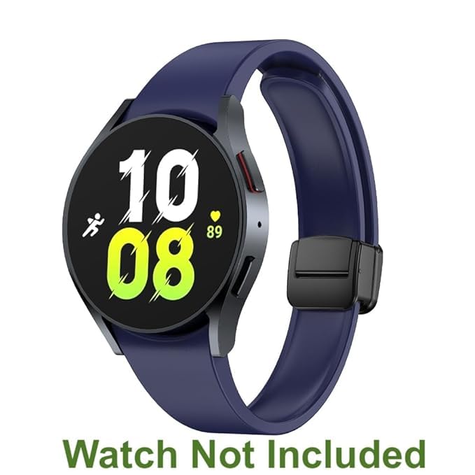 EDNITA 20MM SmartWatch Straps Adjustable Soft Silicone Strap With Folding Magnetic Lock Compatible With Samsung Galaxy Watch 4/5/6/Pro (Navy Blue, Pack Of 1) - Image 2