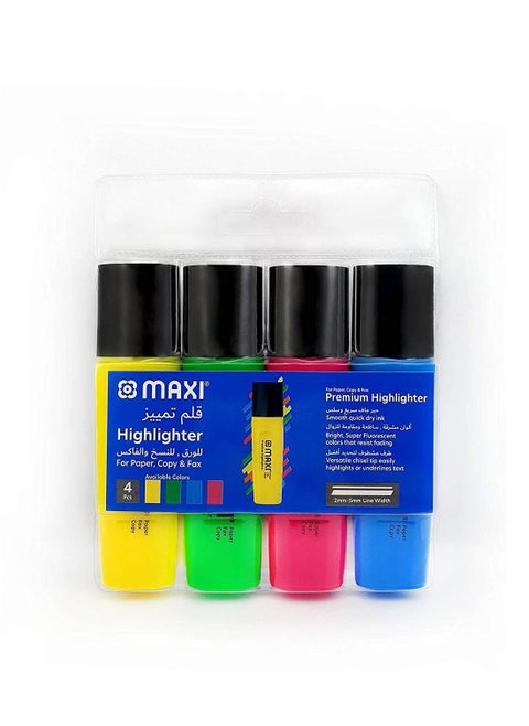 4-Piece Premium Highlighter Set Multicolour