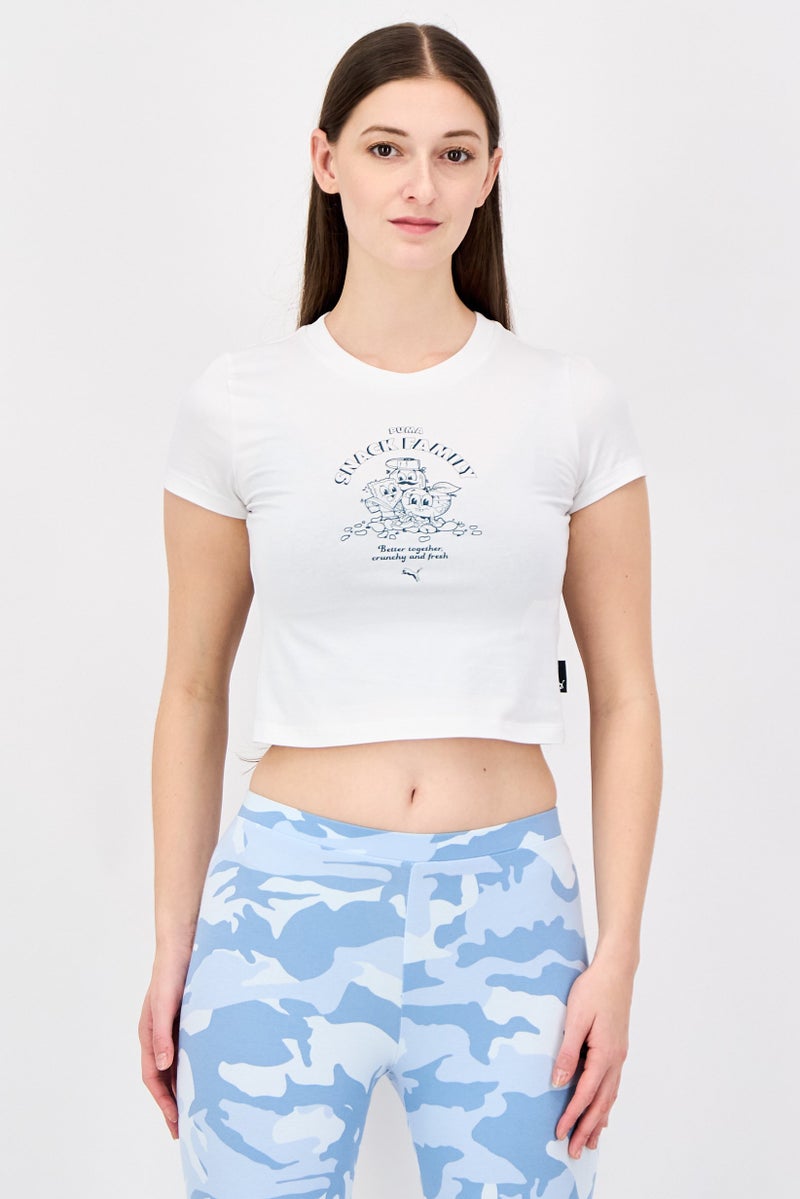 PUMA Women Slim Fit Short Sleeve Outdoor Crop Top, White - Image 1