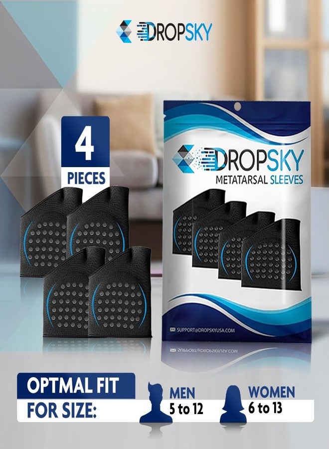 Dropsky وسادات دروبسكي لأمشاط القدم، أكمام مانعة للانزلاق مع جل، 4 عبوات - وسادات مقدمة القدم للنساء، وسادات مشط القدم للنساء والرجال، تخفيف الألم، حشوة ناعمة - التهاب العظم السمسماني، ألم مشط القدم - أسود - Image 2