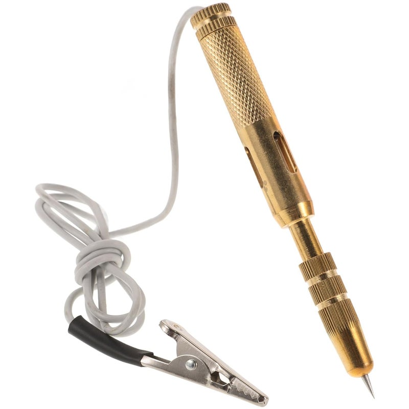 Automotive Circuit Tester 6v 12v 24v Vehicle Power Circuit Probe with Brass Retractable Tip and Gray Wire for Car and Truck Electrical Diagnostics - Image 1