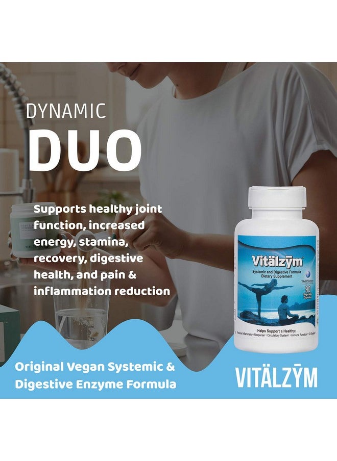 VITALZYM - VITÄLZYM Original Proteolytic Systemic Digestive Enzyme Formula Serrapeptase Source | Immune and Joint Support Increase Blood Flow Cardio Function | Healthy Men Women (90 Capsules) - Image 1