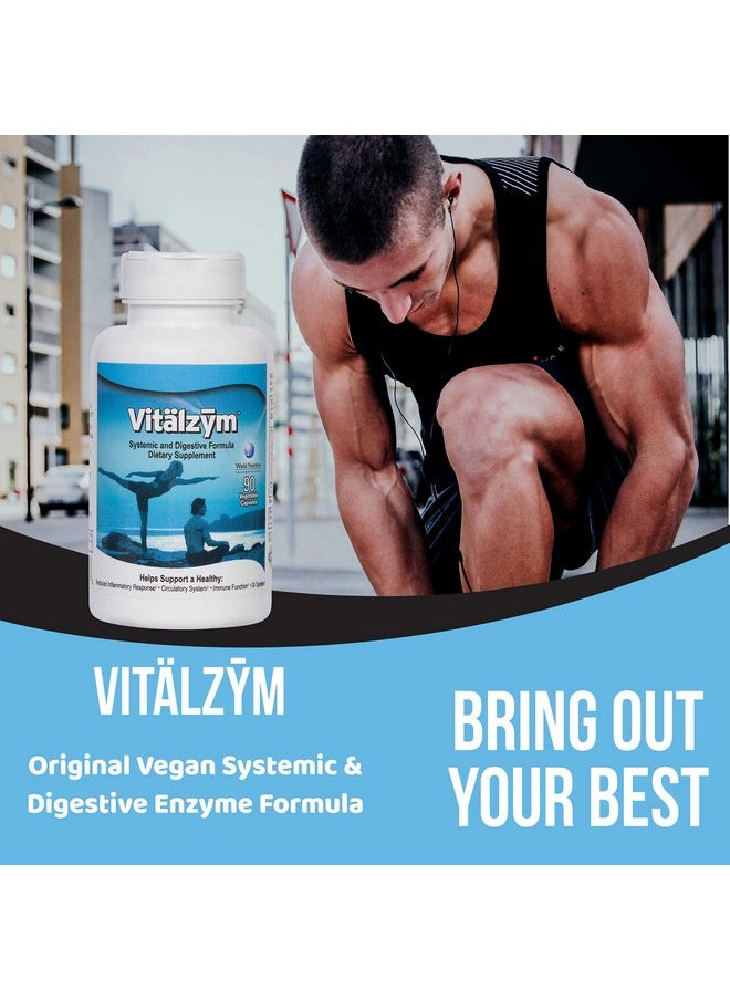 VITALZYM - VITÄLZYM Original Proteolytic Systemic Digestive Enzyme Formula Serrapeptase Source | Immune and Joint Support Increase Blood Flow Cardio Function | Healthy Men Women (90 Capsules) - Image 1