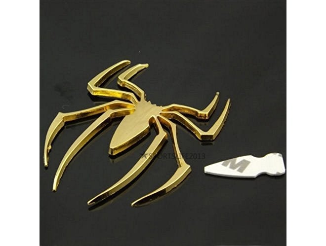 VRT 3D Chrome Emblem Automotive Car, Bike Badges Logo Self Adhesive Sticker (Spider, Gold) - Image 3