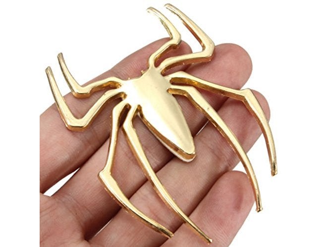 VRT 3D Chrome Emblem Automotive Car, Bike Badges Logo Self Adhesive Sticker (Spider, Gold) - Image 1