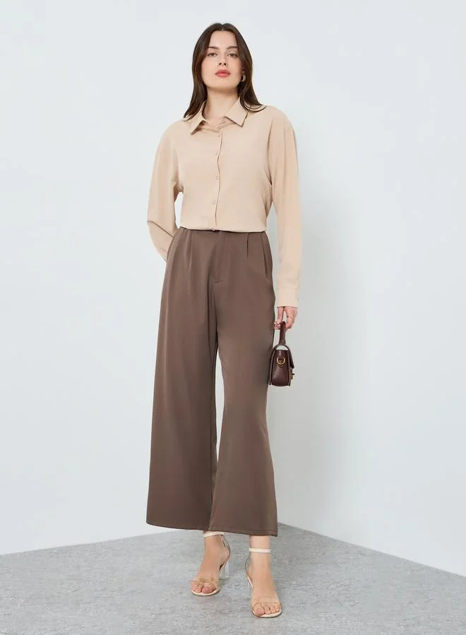 Styli Solid Long Sleeve Oversize Shirt