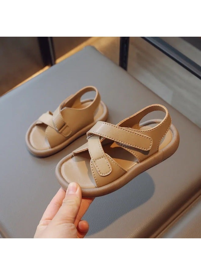 Children's Leather Sandals Summer Boys 1 Year Old Fashion All-matching 2 Women's Soft Bottom Non-slip 3 Beach Shoes 4-5-6 Years Old