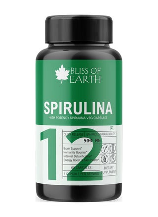 Bliss of Earth Organic Spirulina Powder Capsules 500mg Each Serving, 60 Veg Capsules, Green Superfood For Energy & Detox - pzsku/Z2B2A704A0DDF35D8A87FZ/45/_/1706195862/95533571-9e8f-45cb-8528-5fe4ff6fb7ec