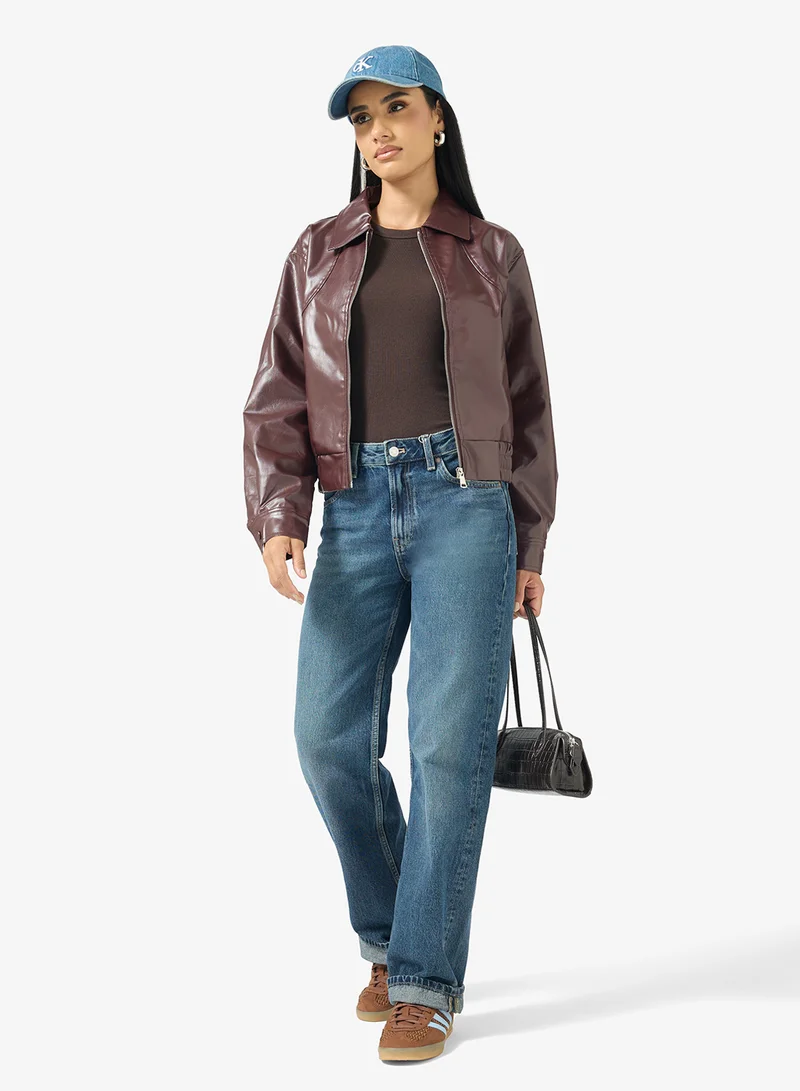 جينجر جاكيت بومبر من البولي يوريثان بسحاب