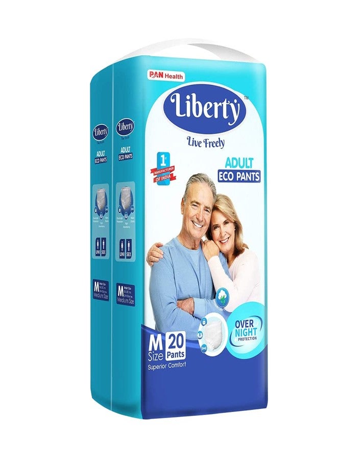 Liberty Eco Adult Diaper Pants, Medium (M) Size, 20 Count, Waist Size (61-115cm | 24-45 inches), Unisex, High Absorbency, Leak Proof, Overnight Protection, Pack of 1 - Image 1
