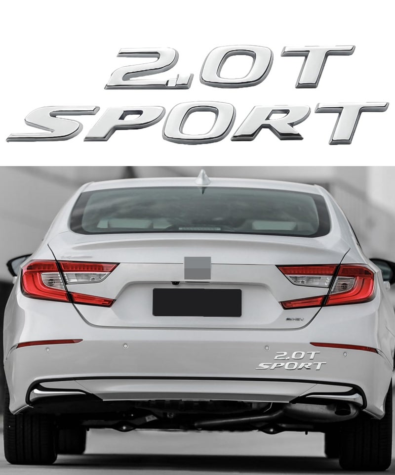 HHLOU 2.0T Sport Letter Emblem Car Rear Letter Badge Compatible with 2017-2022 Accord Civic. (Silver) - Image 1