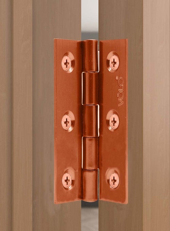 Volo Premium Concealed Door Butt Hinges 3 inch x 12 Gauge/2.5 mm Thickness, Slow Motion Butt Hinge (Stainless Steel)(Colour: Rose Gold) (Pack of 12 Pcs.) - Image 4