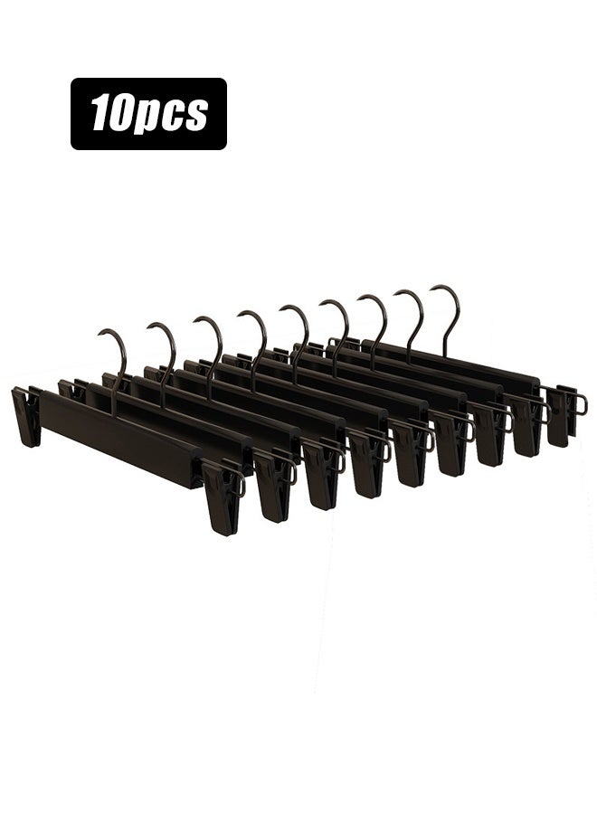 HOMESTAR 10 Pack Pants Hangers with Clips, Skirt Hangers, 360 ° Swivel Hooks Space Saving Hanger for Pants, Skirts, Clothes, Jeans Adjustable, Non Slip, Space Saving - Black - Image 3
