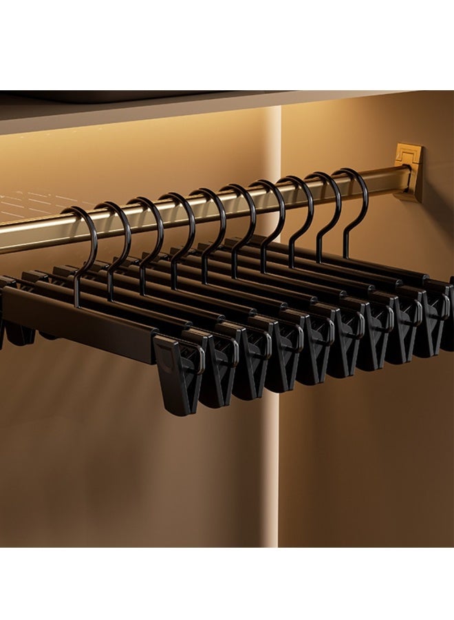 HOMESTAR 10 Pack Pants Hangers with Clips, Skirt Hangers, 360 ° Swivel Hooks Space Saving Hanger for Pants, Skirts, Clothes, Jeans Adjustable, Non Slip, Space Saving - Black - Image 2