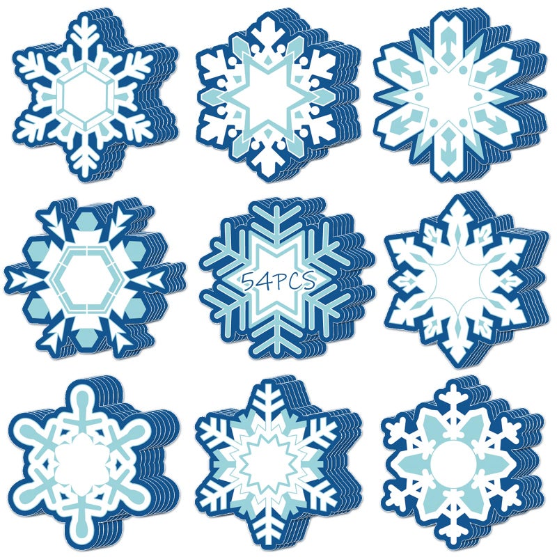 Sereliy 54 Pcs Christmas Winter Cutouts Double Printed Winter Snowflake Paper Decor for Christmas Winter Bulletin Board Classroom Decorations(Snowflake 54 - Image 1