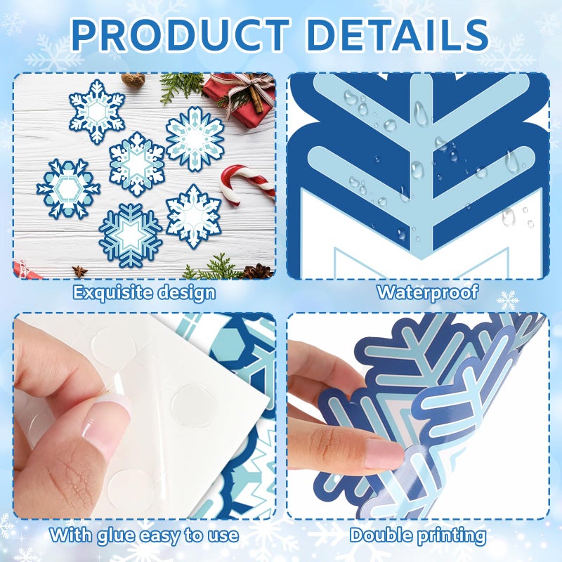 Sereliy 54 Pcs Christmas Winter Cutouts Double Printed Winter Snowflake Paper Decor for Christmas Winter Bulletin Board Classroom Decorations(Snowflake 54 - Image 3