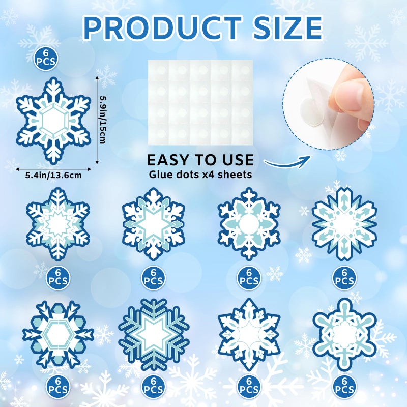 Sereliy 54 Pcs Christmas Winter Cutouts Double Printed Winter Snowflake Paper Decor for Christmas Winter Bulletin Board Classroom Decorations(Snowflake 54 - Image 2