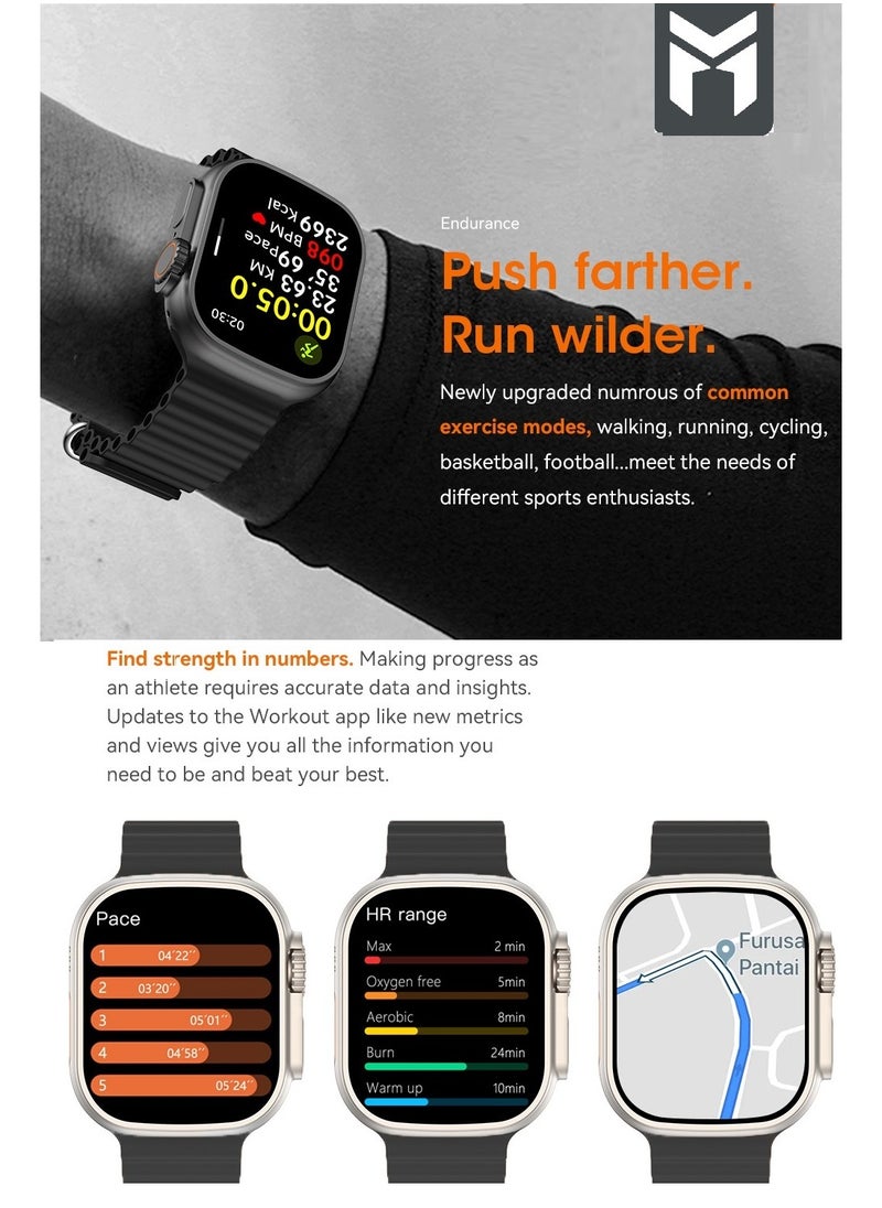 The Smart bundle package 2-in-1, Ultra smart watch 49MM Titanium case, Works with gestures, all sports modes, heart and sleep measurements, supports NFC And Airbuds pro2 from Moogmax with noise cancel