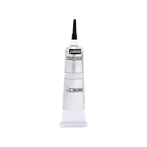 Pebeo Vitrail, Cerne Relief Dimensional Paint, 37 ml Tube with Nozzle - Silver, 1.2 Fl Oz (Pack of 1) - Image 1