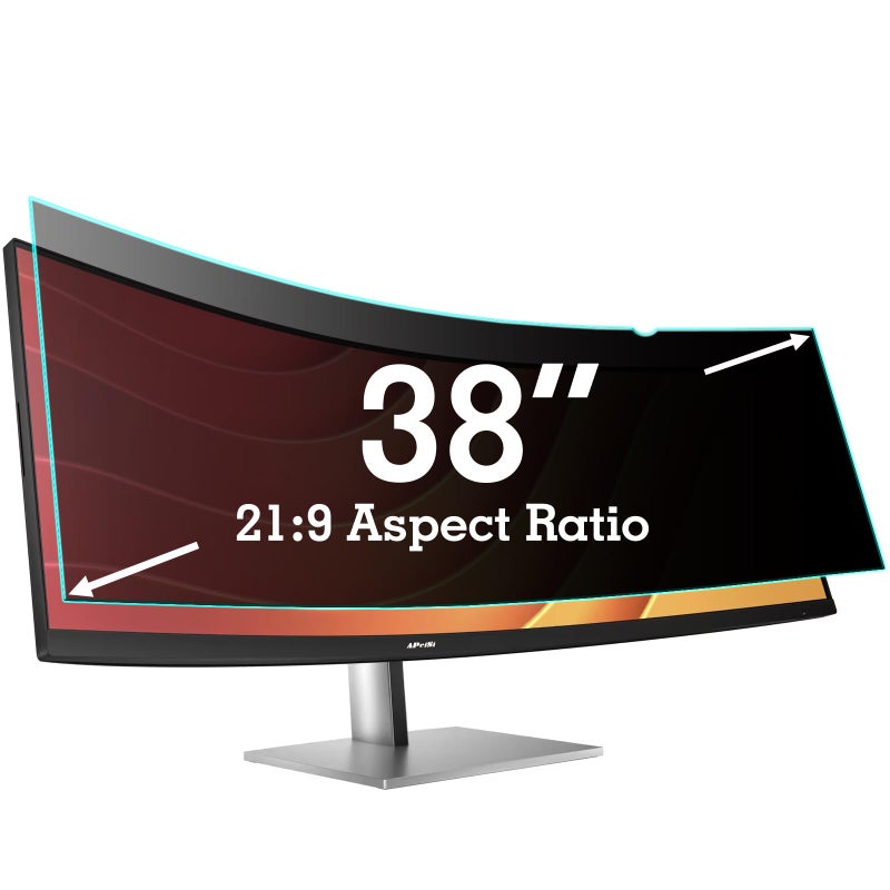 APeiSi 38 Inches Privacy Screen Filter for 219 Curved Ultrawide Monitor Privacy Shield Anti Glare AntiBlue Light Eye Protection Anti Spy Computer Security Private Filter Protector - Image 2