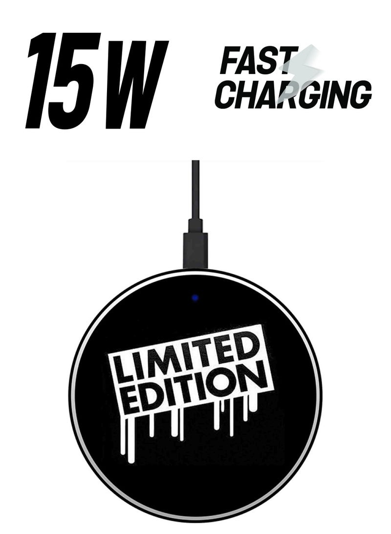 Theodor Limited Eidition Printed Fast Wireless Charger With USB Cable Black/White - Image 1