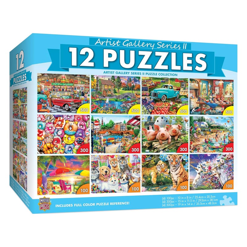 MasterPieces - Jigsaw Puzzle 12-Pack Bundle Set, Artist Gallery Collection Series 2 Landscape and Animal Puzzles, Family Fun for Adults and Kids - Image 1