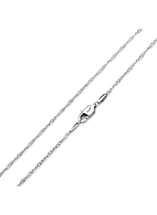 AmyRT Jewelry 2mm Titanium Steel Singapore Chain Silver Necklaces for Women 18 Inch - Image 2