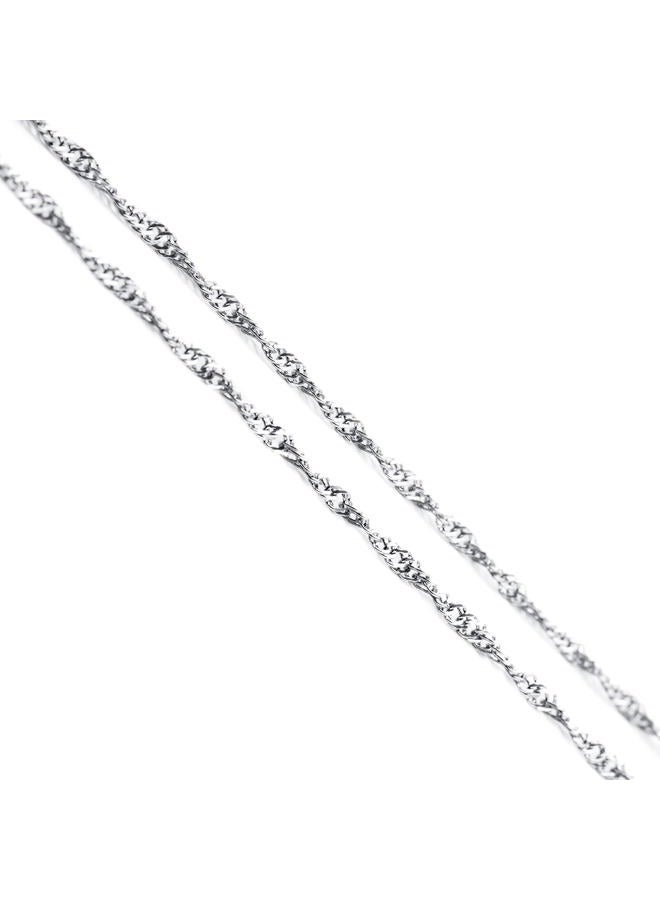 AmyRT Jewelry 2mm Titanium Steel Singapore Chain Silver Necklaces for Women 18 Inch - Image 3