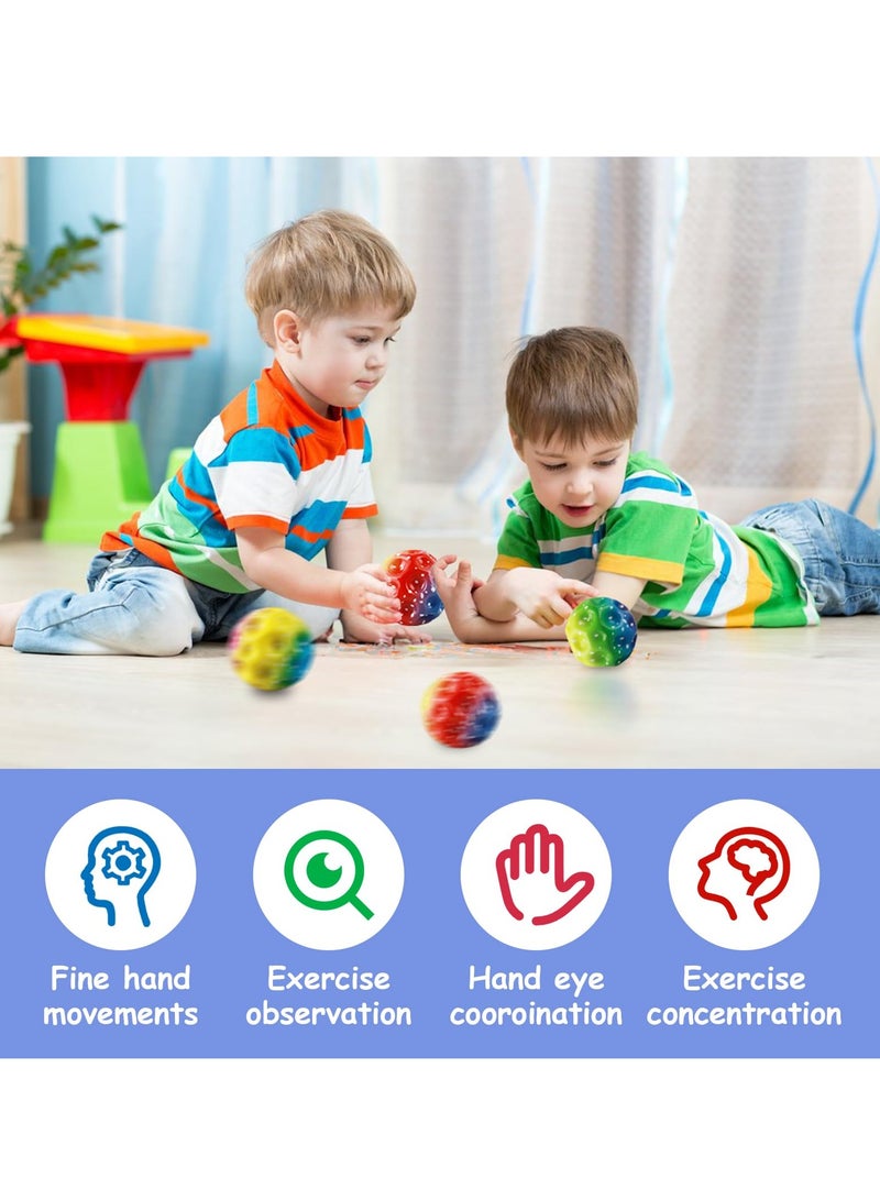 SYOSI 6 قطع كرة فضائية 6.5 سم كرة قمر شديدة الارتداد كرة PU قافزة كرة حسية عالية الارتداد وأصوات كرة نيزك تساعد على تحسين تنسيق اليد والعين كرة حسية رائعة للأطفال لون عشوائي - Image 2