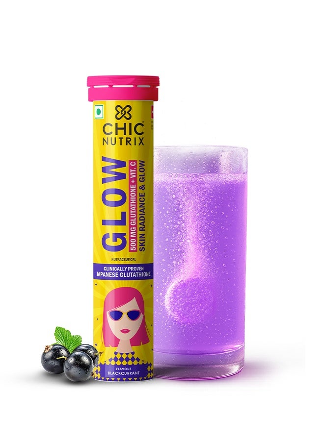 CHICNUTRIX تألق - جلوتاثيون ياباني وفيتامين C لإشراقة البشرة وتوحيد اللون - 20 قرص فوّار، بنكهة الكشمش الأسود والليمون - Image 1