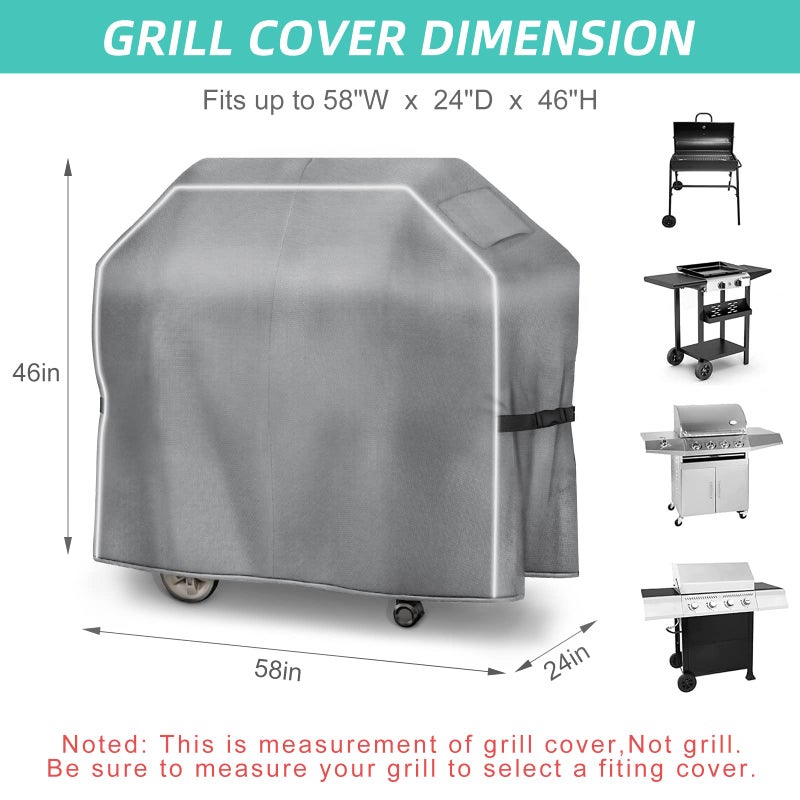 Zenicham 58 Inch BBQ Grill Cover - Heavy Duty Waterproof, Fade & Tear Resistant, Gas Grill Cover for Weber, Nexgrill etc - Image 2