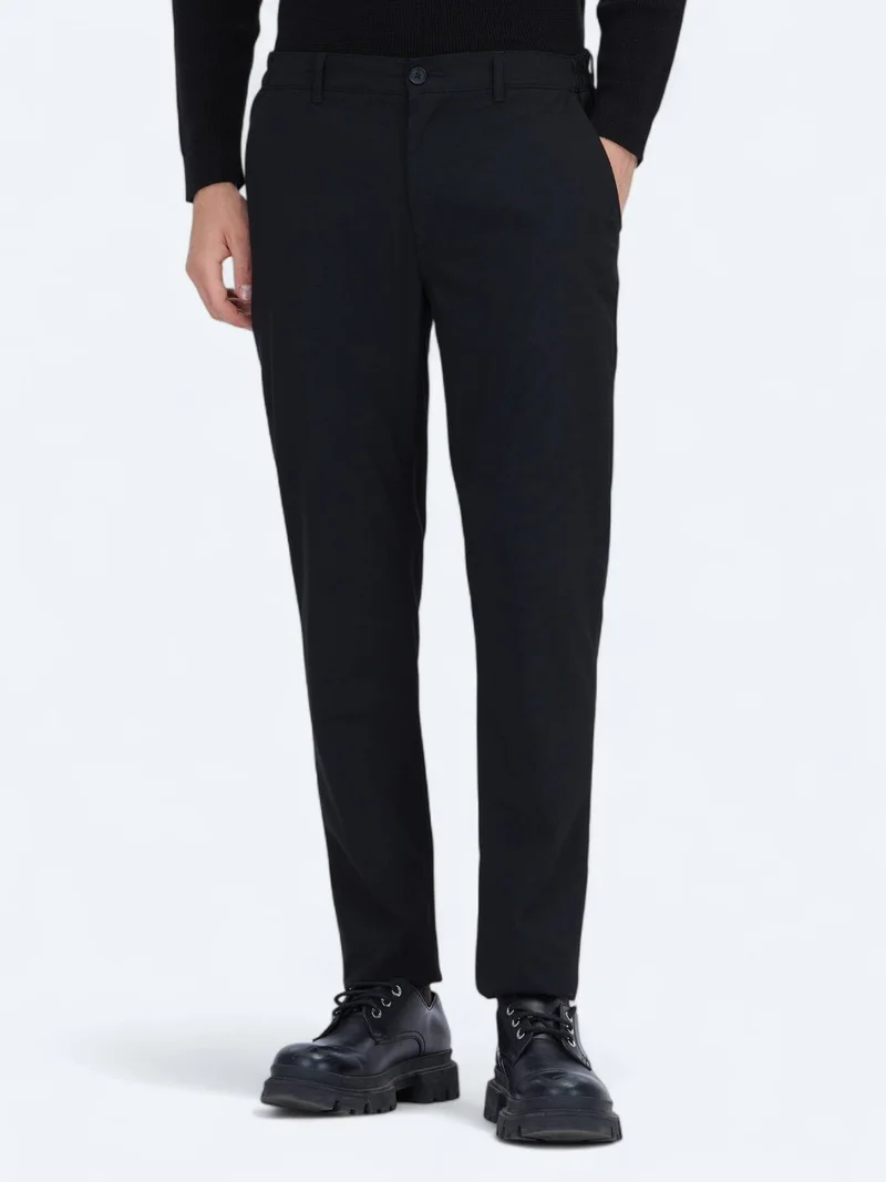 Kip Black Weaving Jogging Fit Casual Trousers