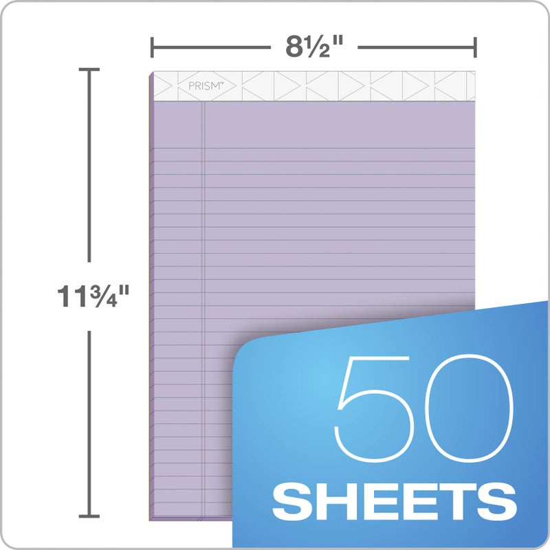 Tops Prism Writing Pads, 8-1/2" x 11-3/4", Legal Rule, Orchid, Perforated, 50 Sheets, 12 Pack (63140) - Image 3