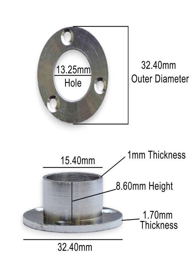Moksh Plus Brass Fix Socket, Conceal Socket 1/2 Inch (12mm), Aldrop Hole Cover & Guard, Curtain Rod Holder Flange, and Pipe Bracket (Pack of 4 Pcs.) (Chrome (C.P.)) - Image 2
