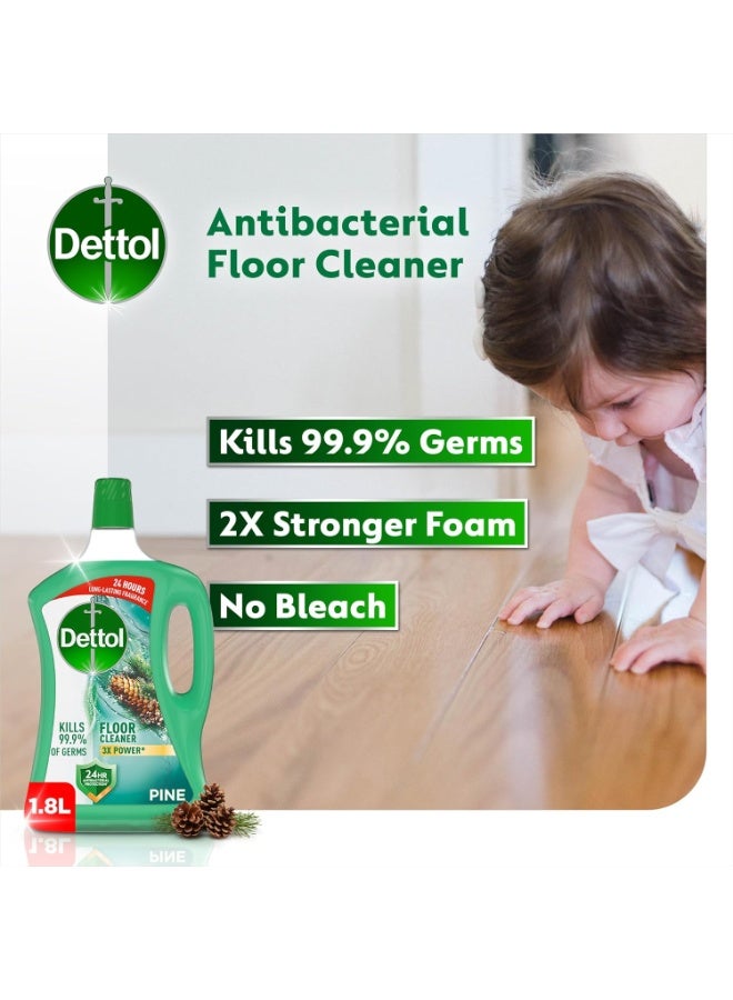 erorex Dettol Floor Cleaner Pine 1.8L Kills 99.9 Percent of Germs Long Lasting Fragrance Antibacterial Cleaning Solution for All Surfaces - Image 2
