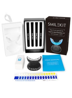 SMILEKIT Teeth Whitening Kit, Portable Wireless Teeth Whitening Device with  Gel Pens and LED Lights Accelerator Effective Removal Coffee Smoking Stains, Yellow Teeth  - Image 5