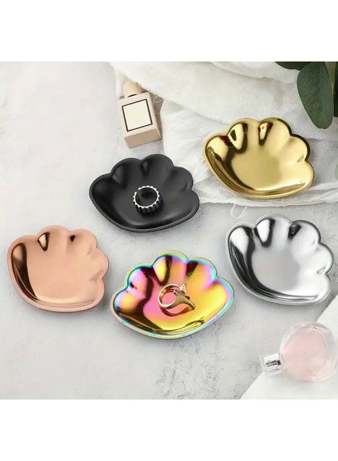 5pcs Stainless Steel Floral Jewelry Trays Decorative Ring Storage Plates With Iridescent Finish Multi Color Organizer For Rings Earrings Necklaces Elegant Home Decor Accessories Jewelry Display Modern Aesthetic Highend Finish Sleek Appearance - Image 5