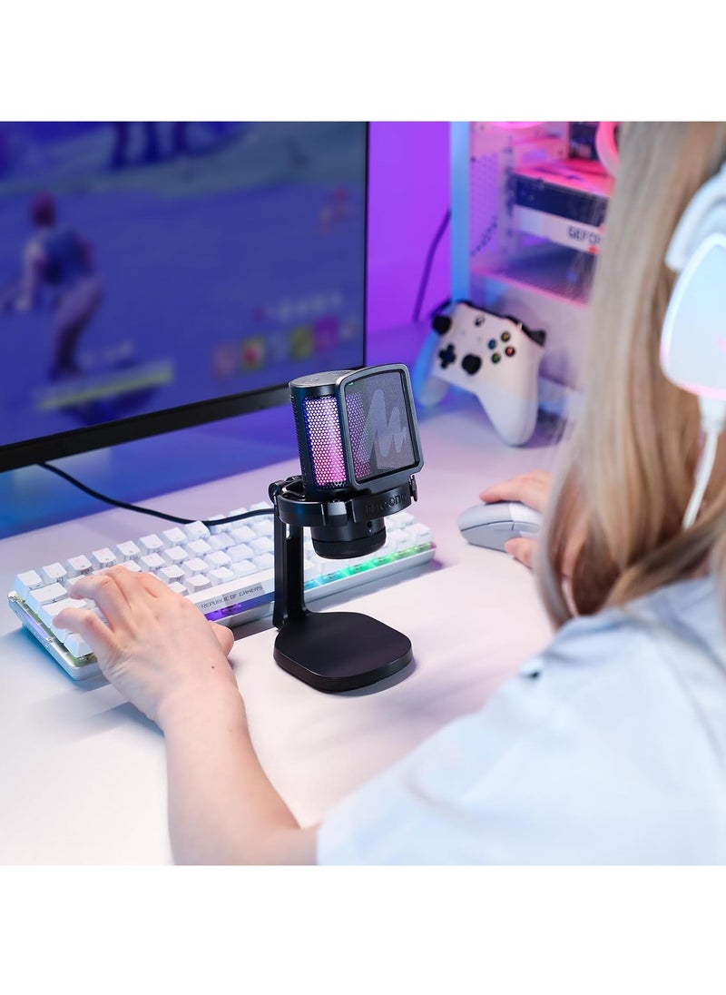 Maono - DGM20 Gaming Microphone for PC with Noise Cancellation USB Condenser Mic for Computer, Mac, Laptop, PS5, RGB Lights, Mute, Gain, Monitoring for Streaming, Podcast, Twitch, YouTube, Discord, GamerWave - Image 1