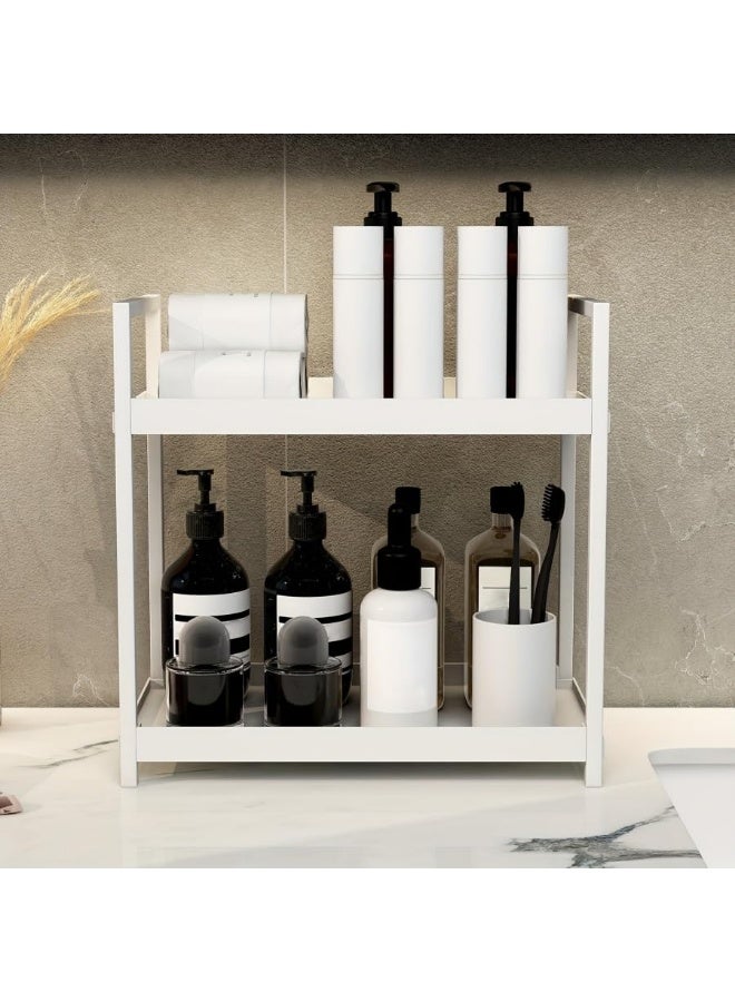 LOKIPA Bathroom Counter Organizer, Bathroom Organizers and Storage Countertop, 2 Tier White Counter Shelf for Vanity Tables, Dresser, Makeup - Image 3