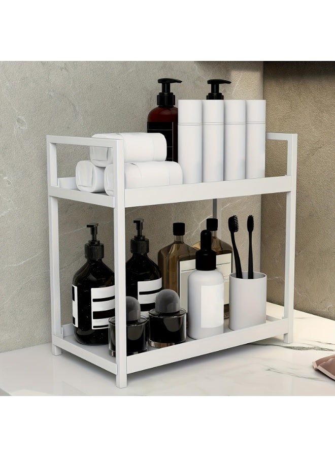 LOKIPA Bathroom Counter Organizer, Bathroom Organizers and Storage Countertop, 2 Tier White Counter Shelf for Vanity Tables, Dresser, Makeup - Image 1