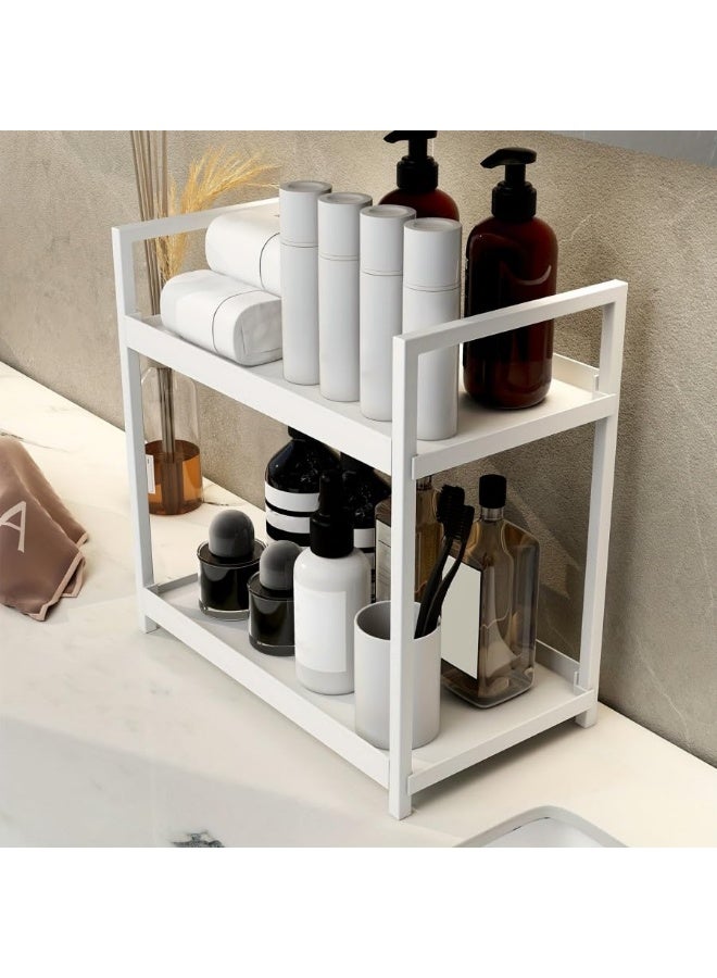 LOKIPA Bathroom Counter Organizer, Bathroom Organizers and Storage Countertop, 2 Tier White Counter Shelf for Vanity Tables, Dresser, Makeup - Image 4