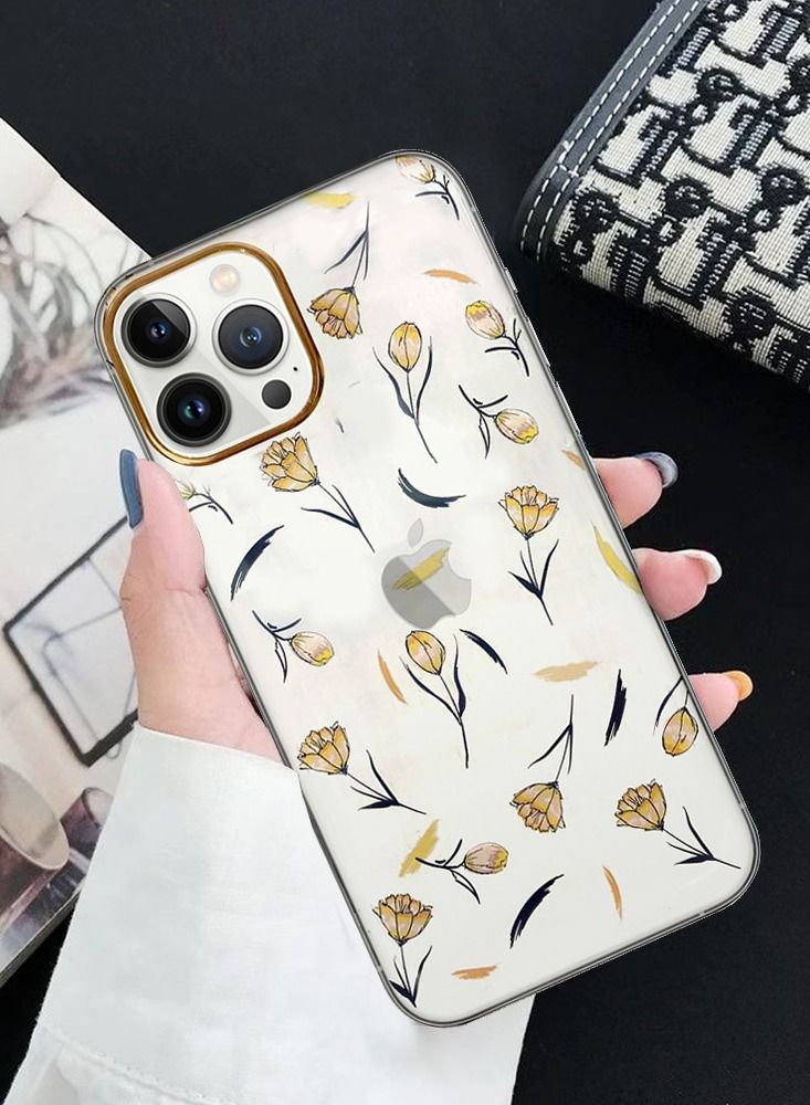 JOWAY iPhone 12 Pro Max Floral Clear Case Ultra Slim Shockproof Flower Print Transparent Cover Design 8 - Image 3