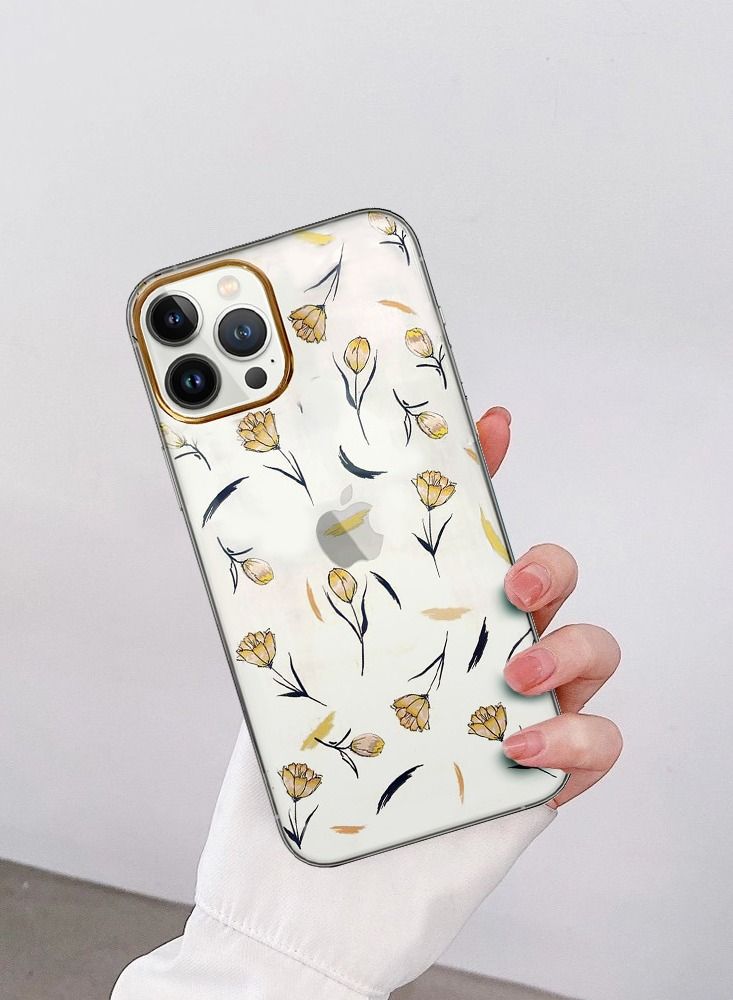 JOWAY iPhone 12 Pro Max Floral Clear Case Ultra Slim Shockproof Flower Print Transparent Cover Design 8 - Image 4