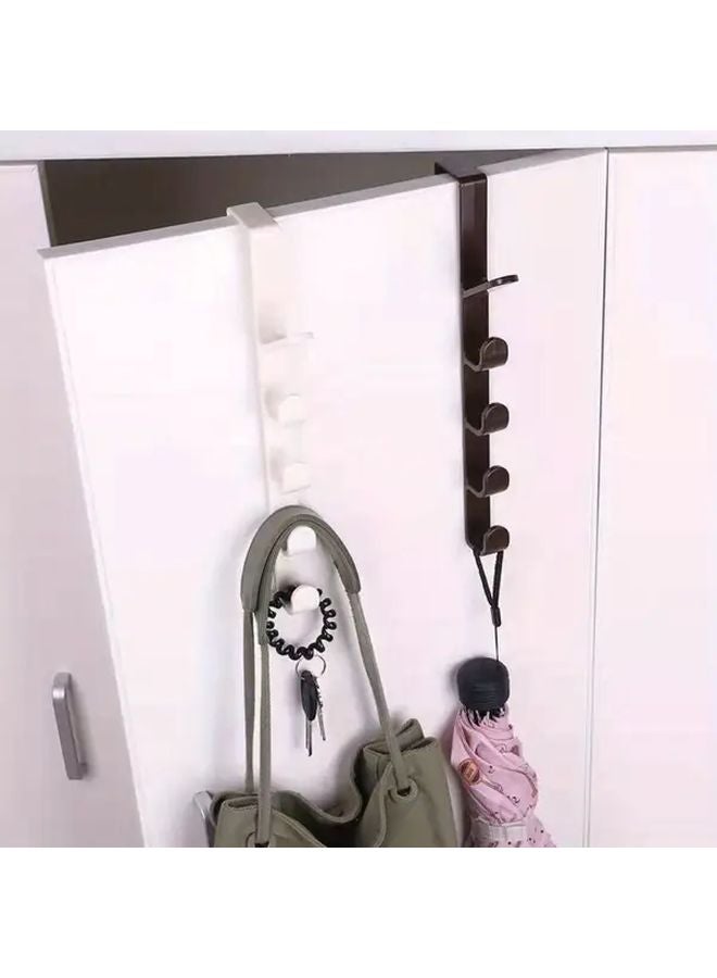 Black Over The Door Storage Rack With 4 Hooks Durable Plastic Organizer For Wallets Clothes Bags - Image 5